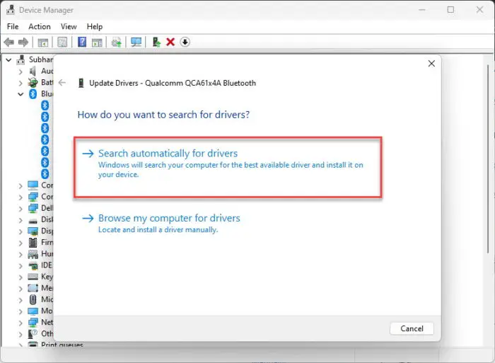 Search for drivers automatically
