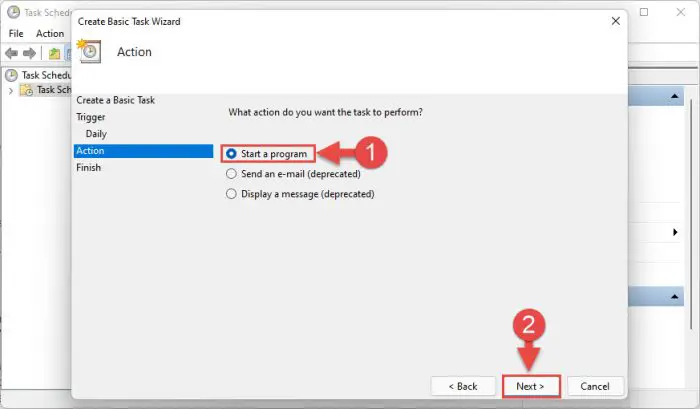 Select action to perform