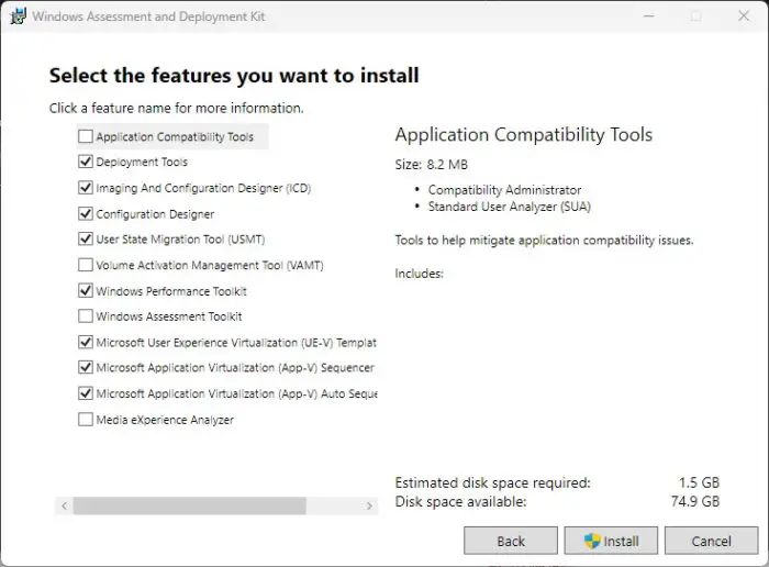 Download All Windows ADK Versions 6 Select ADK components to install