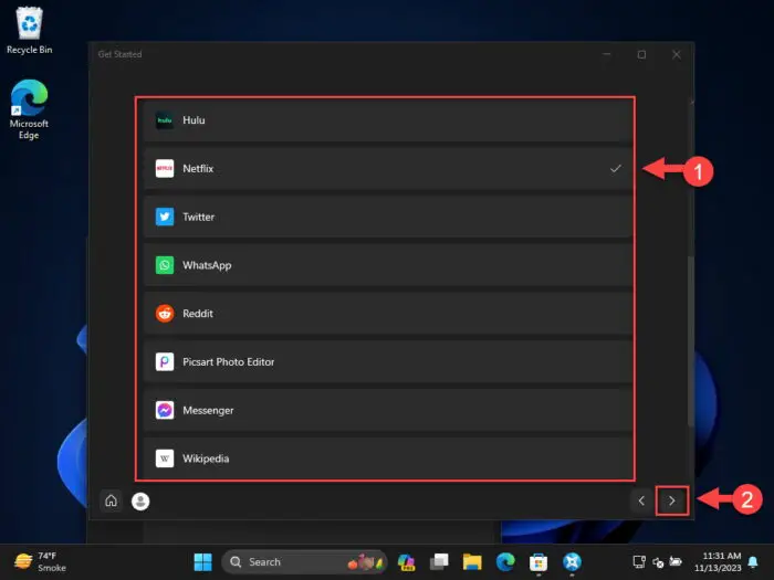Select apps to download