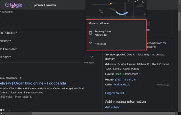 How To Enable Click-To-Call Feature In Google Chrome 2 Select device to make the call