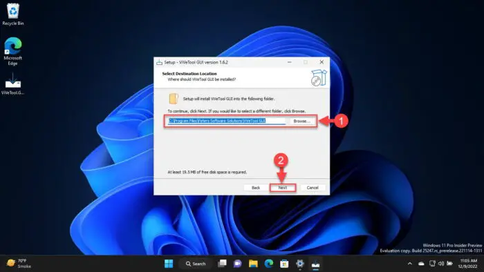 Select installation location