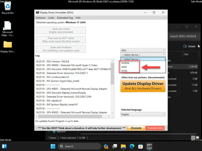 Select the vendor for the driver