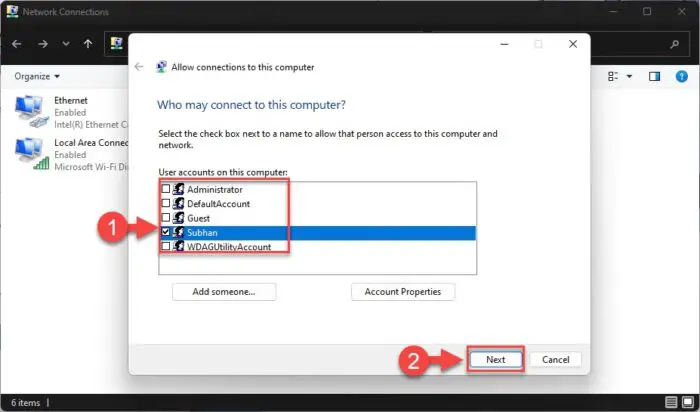Select user account