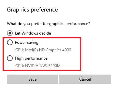 Selection of GPU
