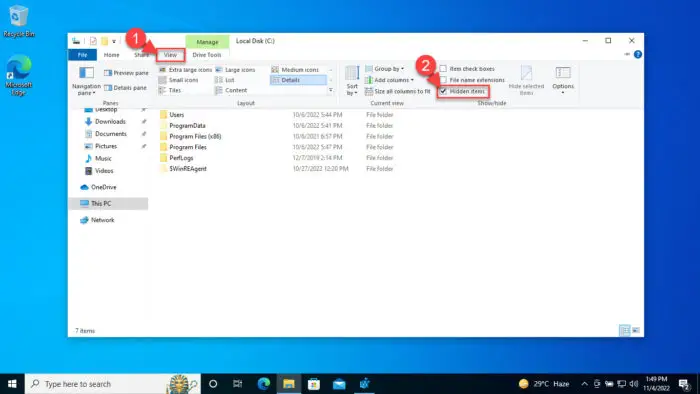 Show hidden items2
