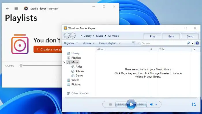 New Windows Media Player Replaces Groove Music on Windows 11 4 side by side