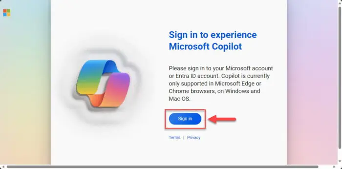 Sign in to Copilot 1