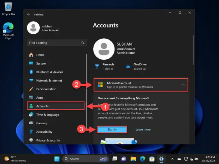 Sign in with a Microsoft account
