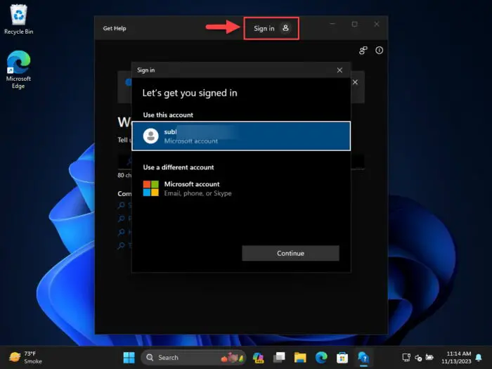 Sign into Microsoft account