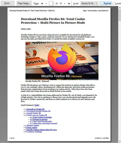 How to Disable the New Printing Interface in Firefox 5 simplified