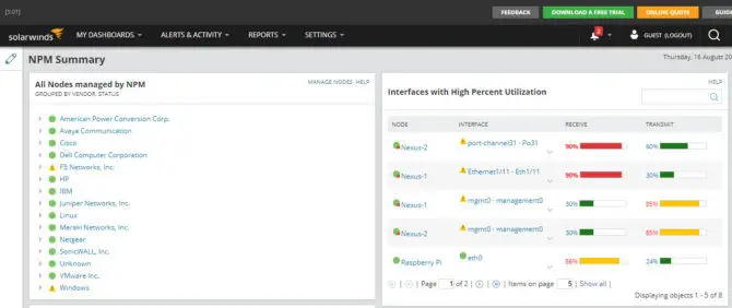 Network Monitoring Tools: The Best Free and Paid Solutions 7 Solarwinds NPM