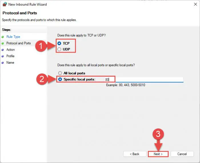 specify ports