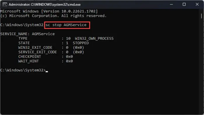Stop Windows Service from Command Prompt