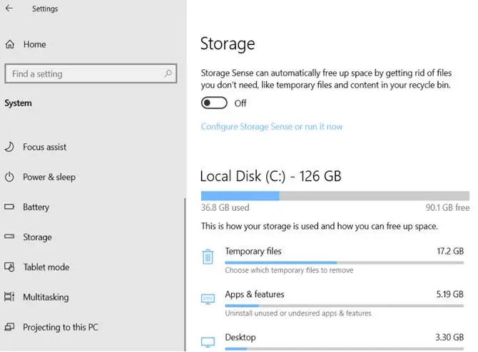 Storage Sense Storage Sense