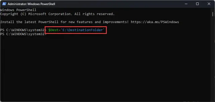 Store a filefolder location inside a variable in PowerShell