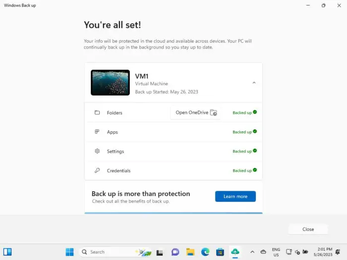 Windows Backup App: Cloud Backup And Restore On Windows 11 7 Successful backup by Windows Backup app