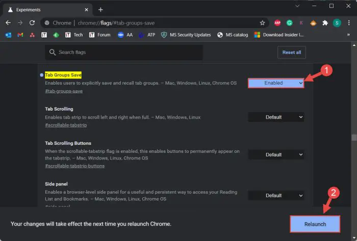 Download Google Chrome 95: Save grouped tabs + Secure payments 4 tab group enabled