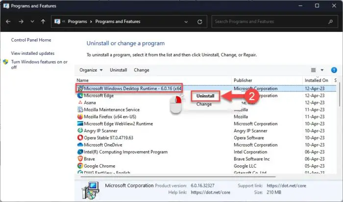 Uninstall NET 6016