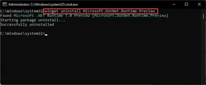 Install Any .NET Version Using Command Line 4 Uninstall NET using winget