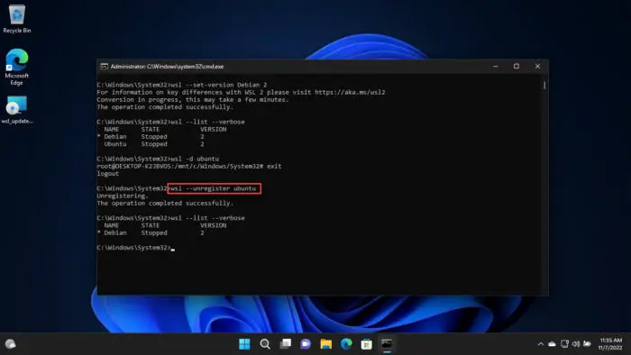 How To Install Windows Subsystem For Linux 2 (WSL2) On Windows 11/10 21 Uninstall a Linux distro