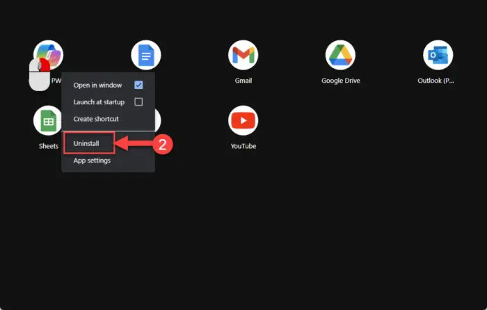 Uninstall Copilot PWA from Chrome