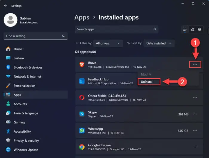 Uninstall problematic app from Settings