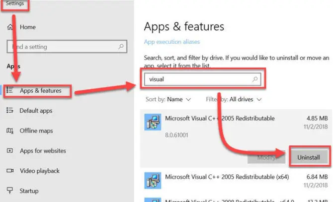 Download Microsoft Visual C++ Redistributables (All Versions) 8 Uninstalling Visual C package