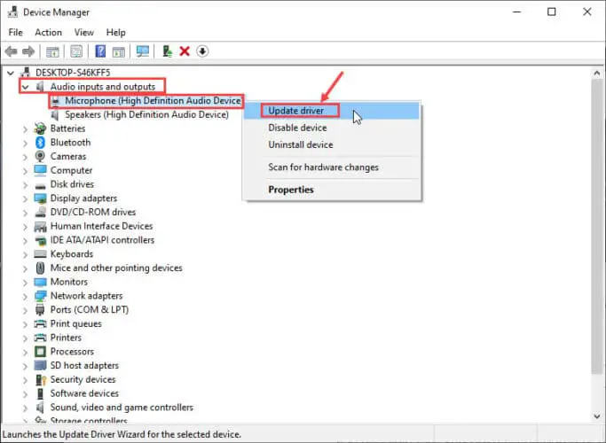 How to Fix Discord not Detecting Mic 10 update driver 1