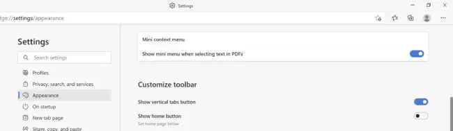 Download Edge 89: Vertical Tabs, Sleeping Tabs, Startup Boost 3 Vertical tabs