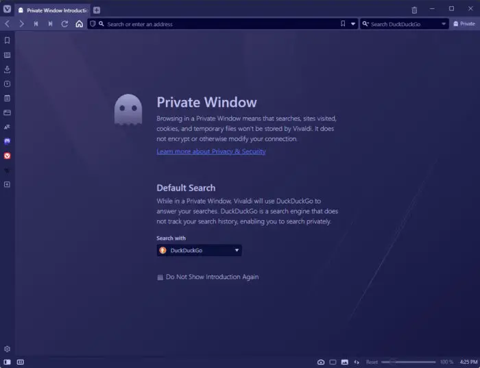 How To Enable, Disable In-Private Browsing In All Browsers 29 Vivaldis private browsing window