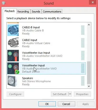 VoiceMeeter Input default VoiceMeeter Input default