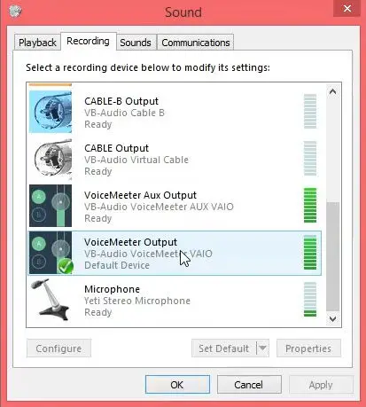 VoiceMeeter Output Default VoiceMeeter Output Default