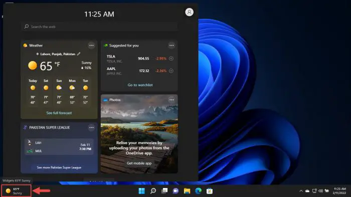 Windows 11 Insider Build 22000.526 (KB5010414) With New Features 1 weather widget