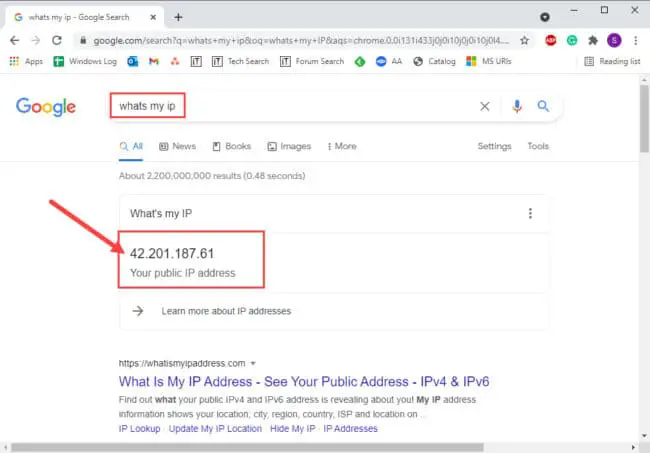 How To Create A Public VPN Server On Windows 11 6 Find public IP address using Google