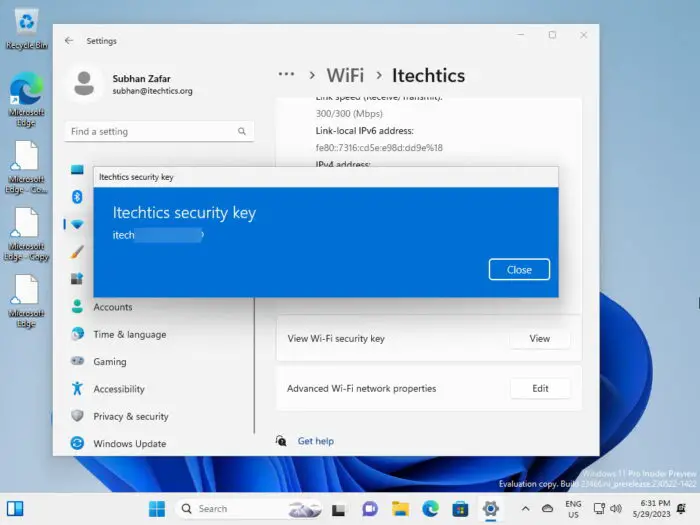 How To Find Wi-Fi Password In Windows 11 From Settings 6 Wi Fi password displayed in dialog box