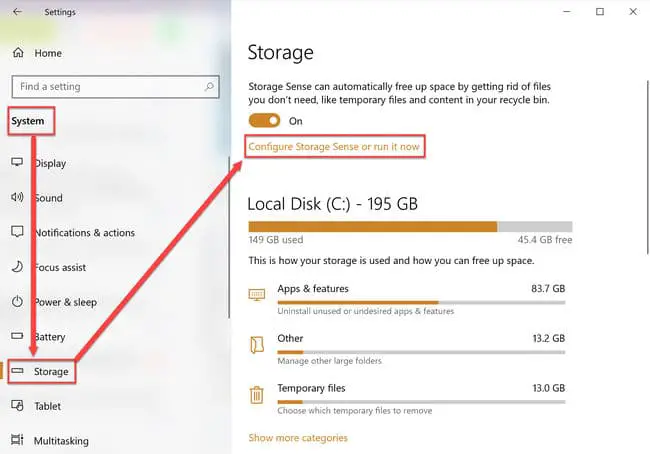 Delete previous Windows installation after Windows 10 May 2020 Update To Save Space 1 Windows Settings Storage