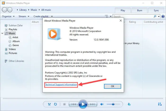 How to Check Installed Codecs in Windows 10 4 wmplayer about