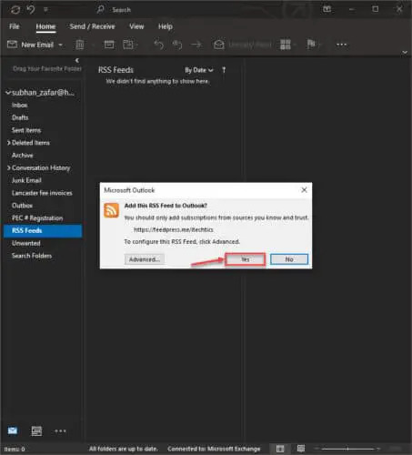 How to Subscribe to RSS Feeds in Microsoft Outlook 3 yes
