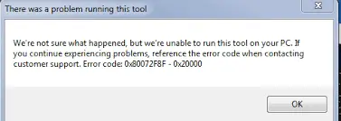 Fix Windows Media Creation Tool Error Code 0x80072F8F - 0x20000 1 Error prompt