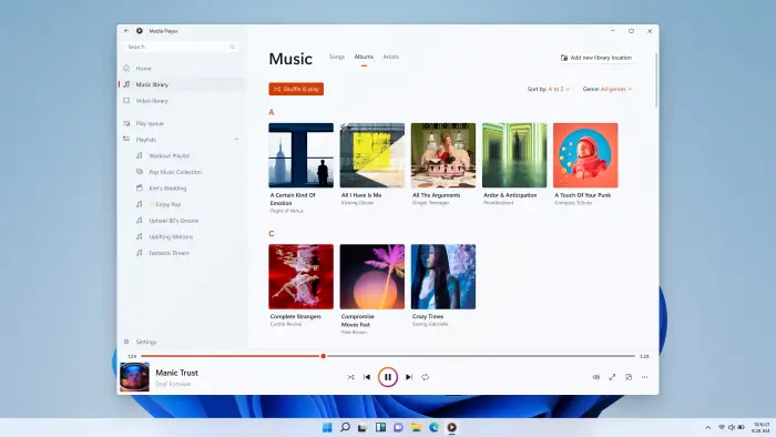 New Windows Media Player Replaces Groove Music on Windows 11 1 MainScreen