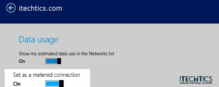 Metered Connection - Set as metered connection